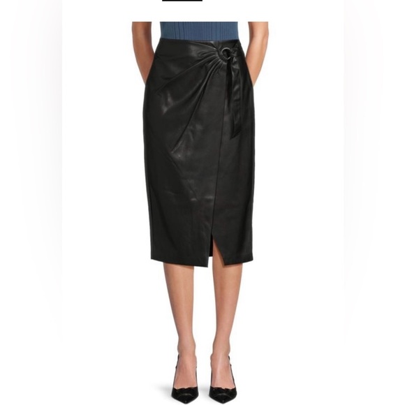 NWT Tahari Faux Leather Wrap Midi Skirt | Size 10 - Picture 1 of 4